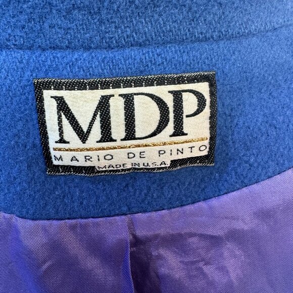 MDP Mario De Pinto Womens Wool Blend Blue Zip-Up Jacket - Picture 4 of 10